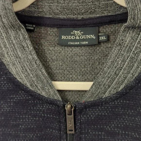 Rodd & Gunn Cardigan‎ Sweater Full Zip Italian Yarn size 2XL Blue & Gray - Picture 3 of 16